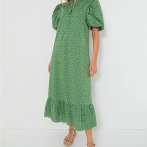 Chic Green Geometric Midi Dress